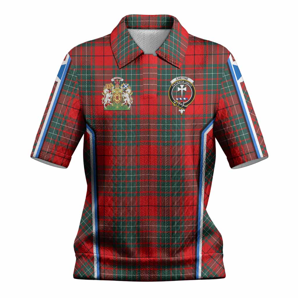 Cheyne Tartan Crest Women’s Polo Sweater Top Scotland Coat of Arm Flag Style
