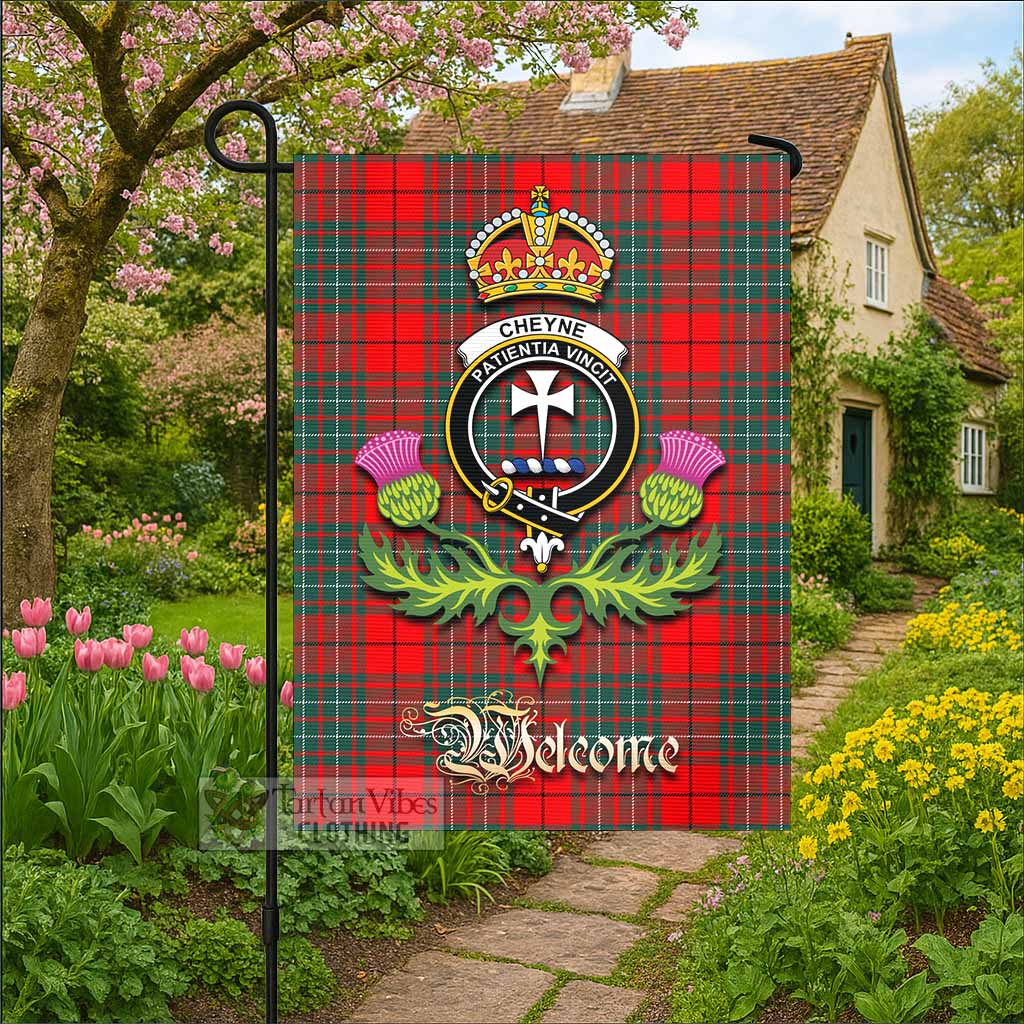 Cheyne Tartan Family Crest Garden Flag Royal Thistle Welcome Style - Tartan Vibes Clothing