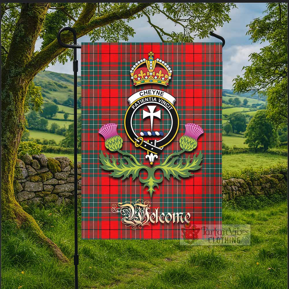 Cheyne Tartan Family Crest Garden Flag Royal Thistle Welcome Style - Tartan Vibes Clothing