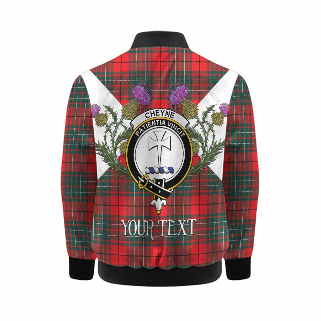 Cheyne Tartan Family Crest Kid Bomber Jacket Scottish Burns Night Thistle Floral