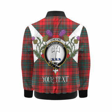 Cheyne Tartan Family Crest Kid Bomber Jacket Scottish Burns Night Thistle Floral
