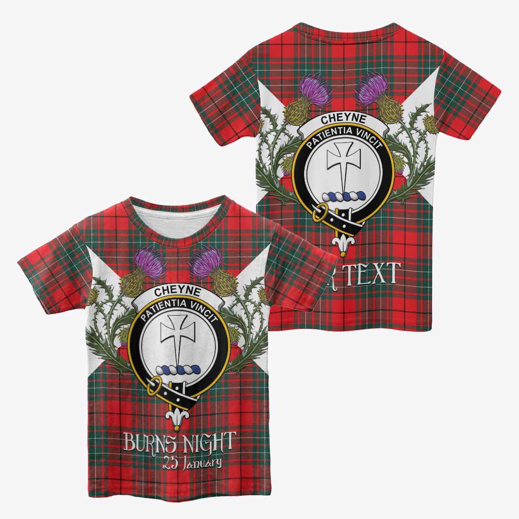 Cheyne Tartan Family Crest Kid T-shirt Scottish Burns Night Thistle Floral