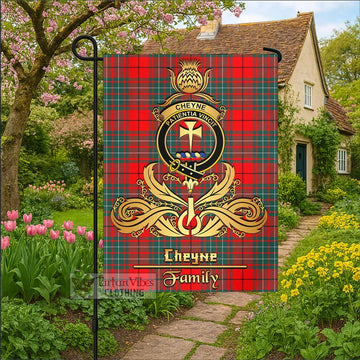 Cheyne Tartan Garden Flag with Highland Thistle Cherish Family Crest Style