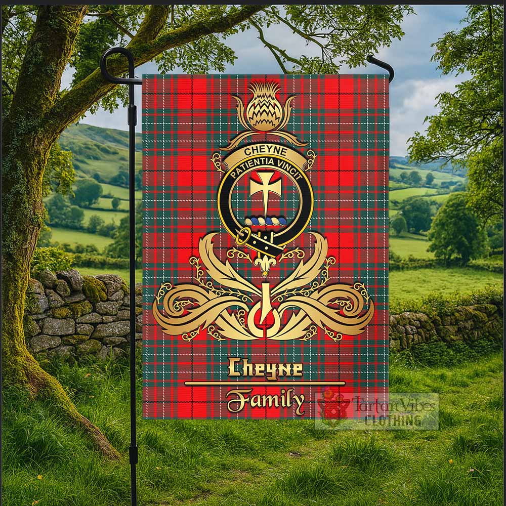 Cheyne Tartan Garden Flag with Highland Thistle Cherish Family Crest Style - Tartan Vibes Clothing