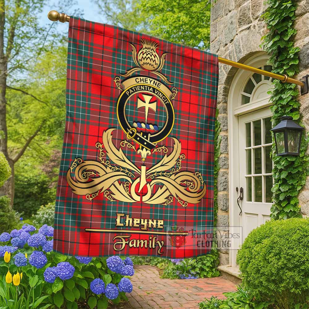 Cheyne Tartan Garden Flag with Highland Thistle Cherish Family Crest Style - Tartan Vibes Clothing