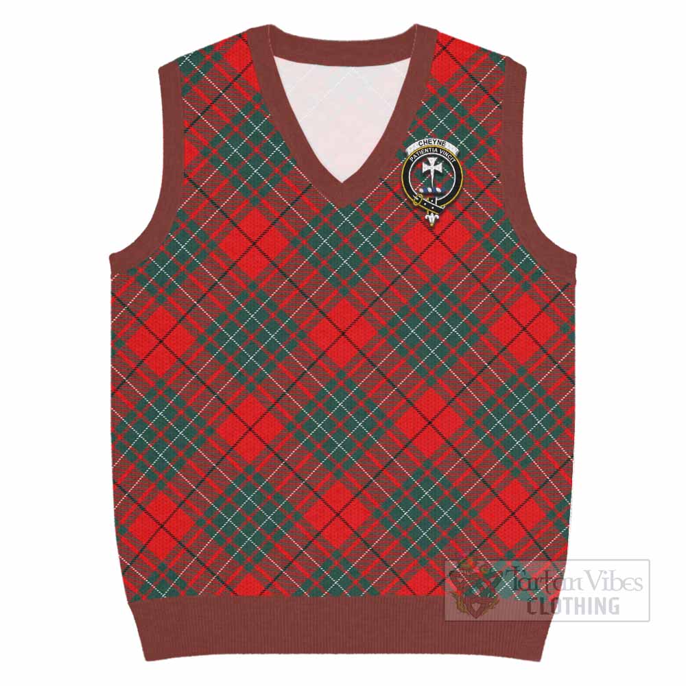 Cheyne Tartan Knitted V-Neck Vest with Family Crest Cross Style