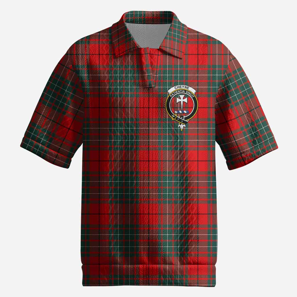 Cheyne Tartan Men’s Polo Sweater Top with Family Crest