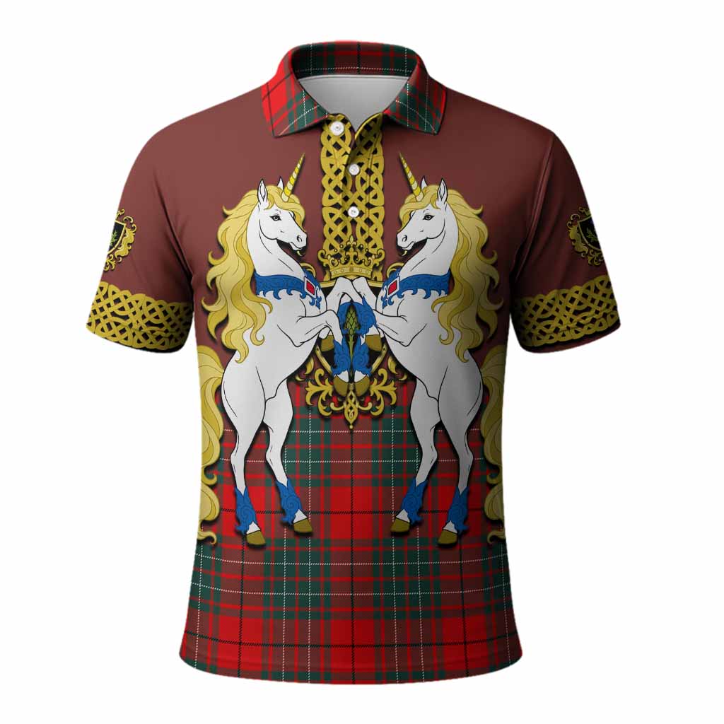 Cheyne Tartan Polo Shirt Unicorn Celtic Knot And Thistle Emblem
