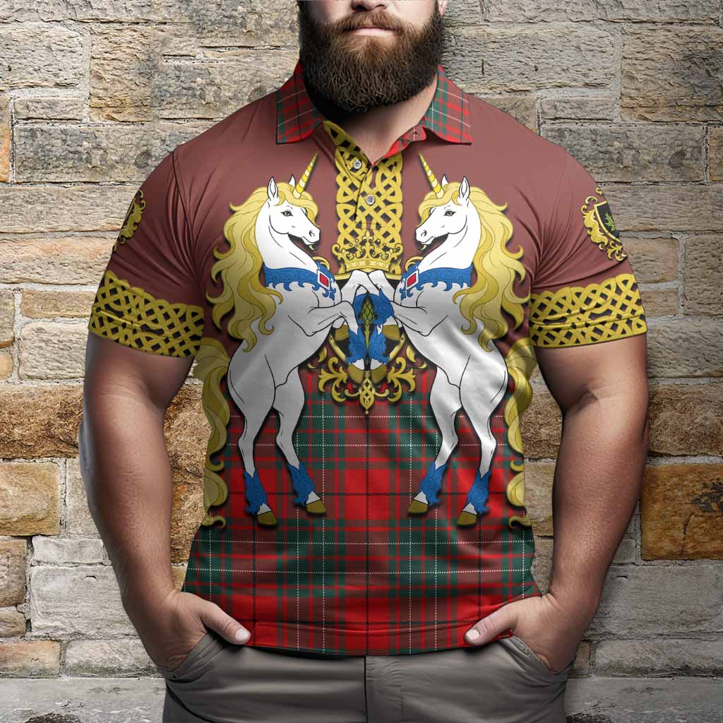 Cheyne Tartan Polo Shirt Unicorn Celtic Knot And Thistle Emblem