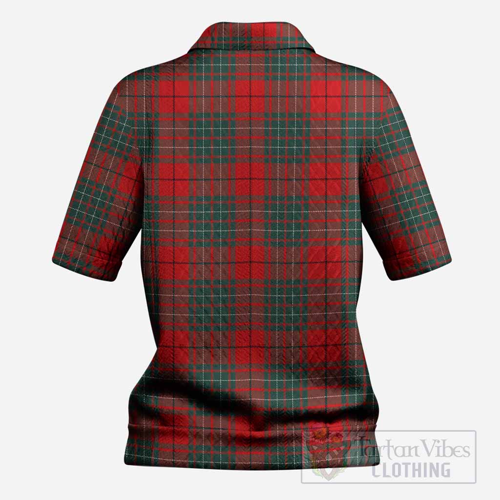 Cheyne Tartan Women’s Polo Sweater Top with Family Crest