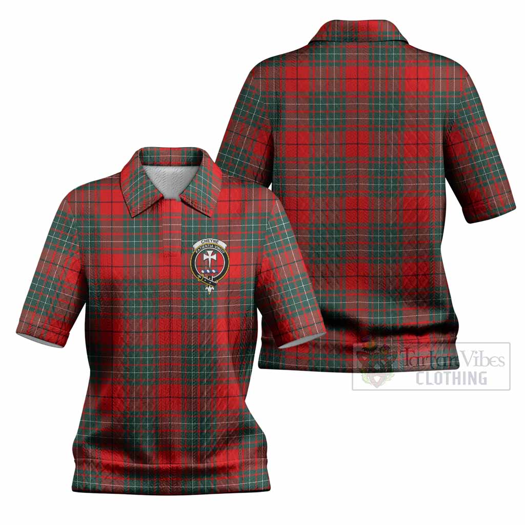 Cheyne Tartan Women’s Polo Sweater Top with Family Crest