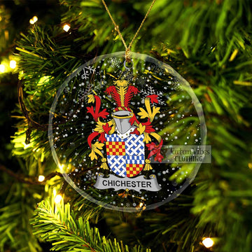 Tartan Vibes Clothing Chichester Irish Clan Christmas Glass Ornament with Coat of Arms
