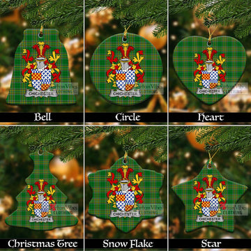 Tartan Vibes Clothing Chichester Irish Clan Tartan Christmas Ceramic Ornament with Coat of Arms