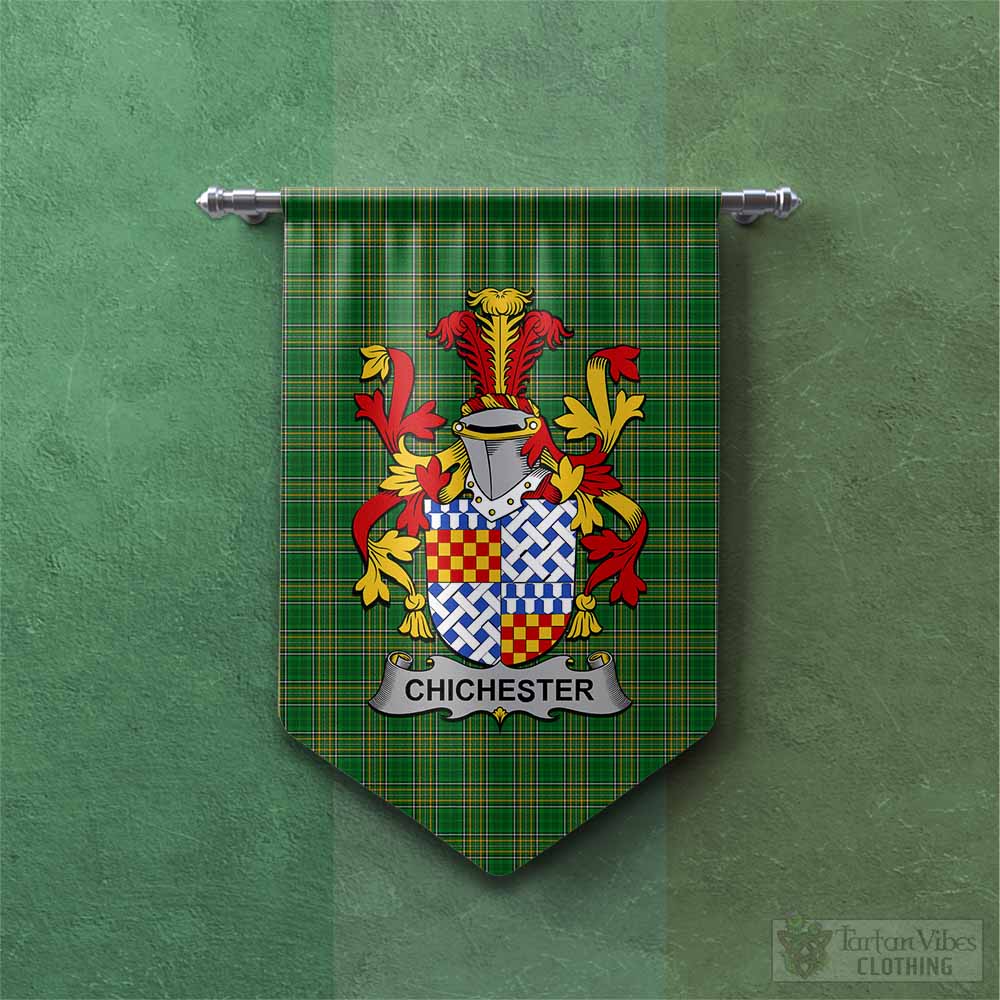 Chichester Irish Clan Tartan Gonfalon, Tartan Banner with Coat of Arms Chevron - Tartan Vibes Clothing