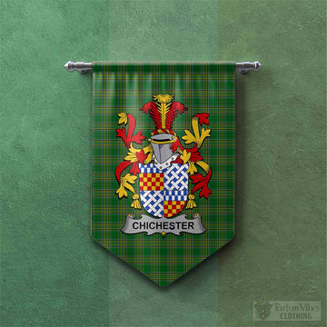 Tartan Vibes Clothing Chichester Irish Clan Tartan Gonfalon, Tartan Banner with Coat of Arms