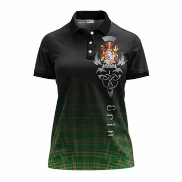Chichester Irish Clan Women's Polo Shirt with Coat of Arms Erin Go Bragh Celtic Inspired Women - Tartan Vibes Clothing