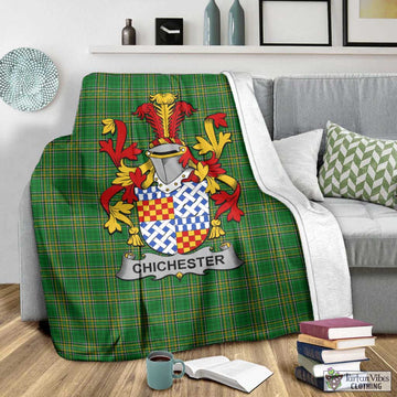 Tartan Vibes Clothing Chichester Irish Clan Tartan Blanket with Coat of Arms