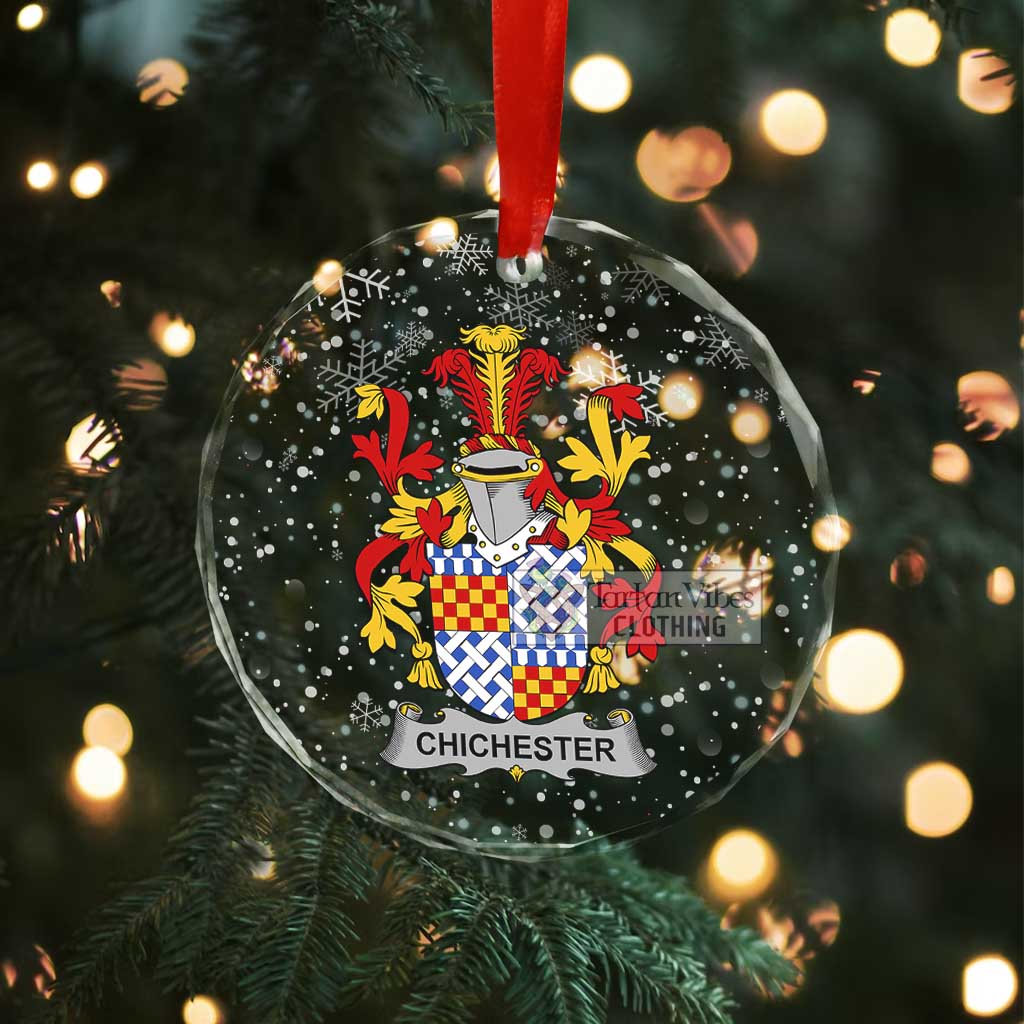 Tartan Vibes Clothing Chichester Irish Clan Christmas Glass Ornament with Coat of Arms