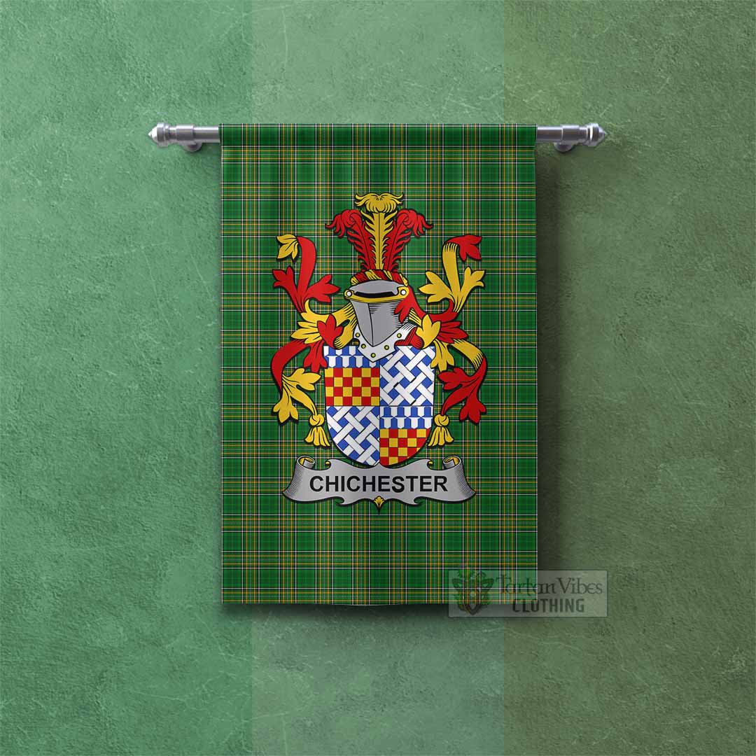 Chichester Irish Clan Tartan Gonfalon, Tartan Banner with Coat of Arms Rectangle - Tartan Vibes Clothing