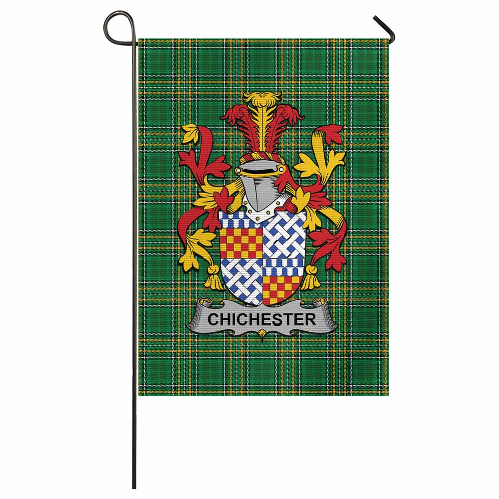 Chichester Irish Clan Tartan Flag with Coat of Arms