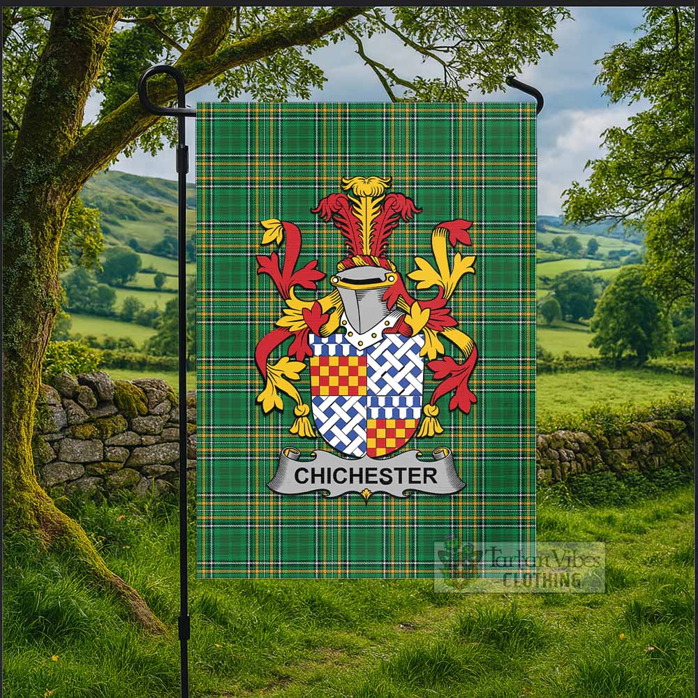 Chichester Irish Clan Tartan Flag with Coat of Arms