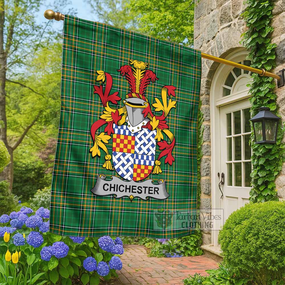 Chichester Irish Clan Tartan Flag with Coat of Arms