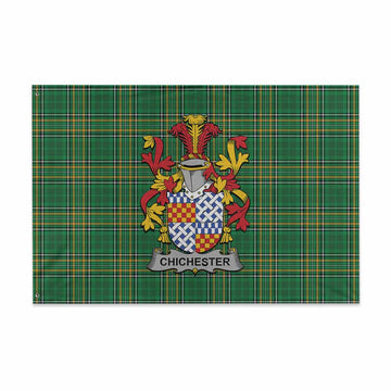 Tartan Vibes Clothing Chichester Irish Clan Tartan House Flag with Coat of Arms