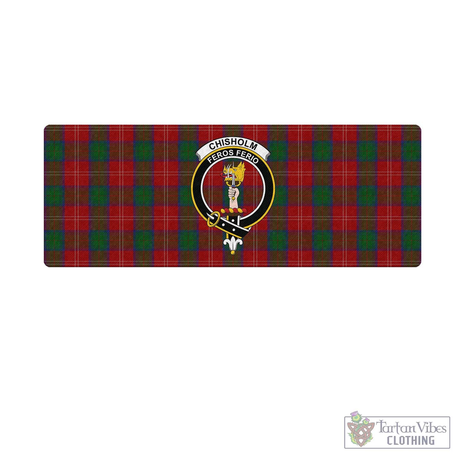 Tartan Vibes Clothing Chisholm Tartan Mouse Pad with Family Crest