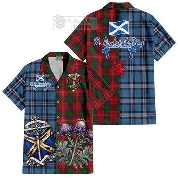 Chisholm Tartan Hawaiian Shirt Happy St. Andrew's Day Half Tartan Style