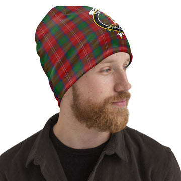 Chisholm Tartan Beanies Hat with Family Crest