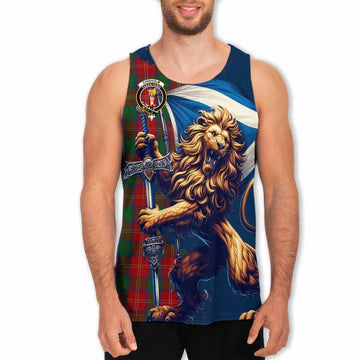 Tartan Vibes Clothing Chisholm Tartan Family Crest Men's Tank Top with Scottish Majestic Lion