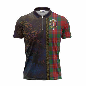 Chisholm Tartan Family Crest Zipper Polo Shirt Alba Gu Brath Be Brave Lion Ancient Style