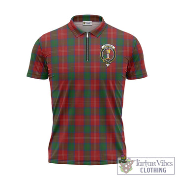 Chisholm Tartan Zipper Polo Shirt with Family Crest