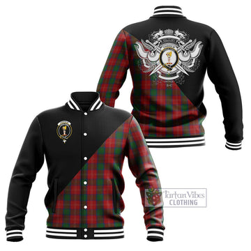 Chisholm Tartan Baseball Jacket with Family Crest and Military Logo Style Unisex - Tartanvibesclothing Shop
