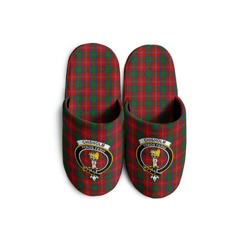 Chisholm Tartan Home Slippers with Family Crest