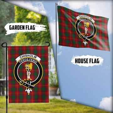 Chisholm Tartan Flag with Family Crest