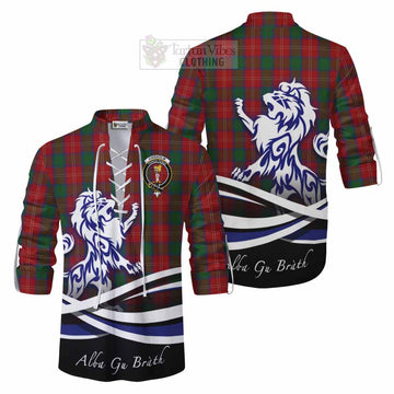 Tartan Vibes Clothing Chisholm Tartan Ghillie Kilt Shirt with Alba Gu Brath Regal Lion Emblem