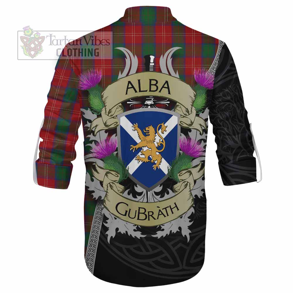 Tartan Vibes Clothing Chisholm Tartan Family Crest Ghillie Kilt Shirt Lion Rampant Royal Thistle Shield Celtic Inspired