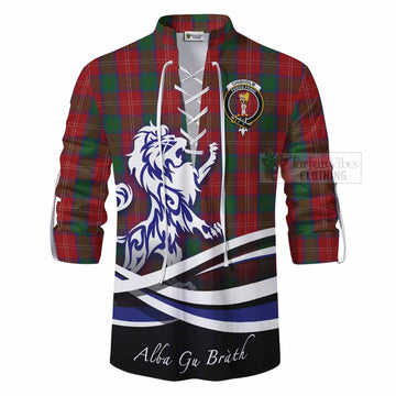 Tartan Vibes Clothing Chisholm Tartan Ghillie Kilt Shirt with Alba Gu Brath Regal Lion Emblem