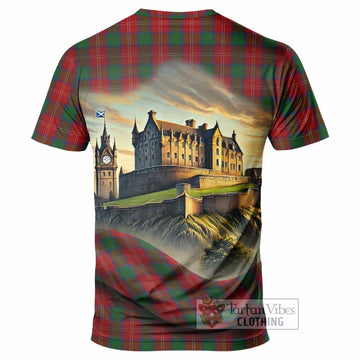 Chisholm Tartan Family Crest T-Shirt with Scottish Ancient Castle Style