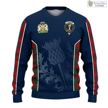 Chisholm Tartan Knitted Sweatshirt with Family Crest and Scottish Thistle Vibes Sport Style