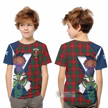 Chisholm Tartan Family Crest Kid T-Shirt Scottish Thistle Celtic Inspired