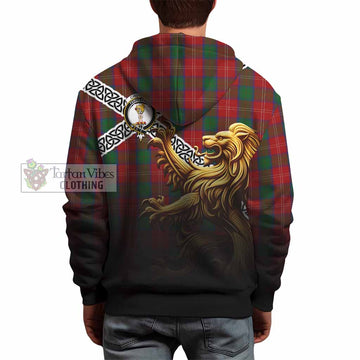 Chisholm Crest Tartan Hoodie with Golden Lion Emblem Celtic Style