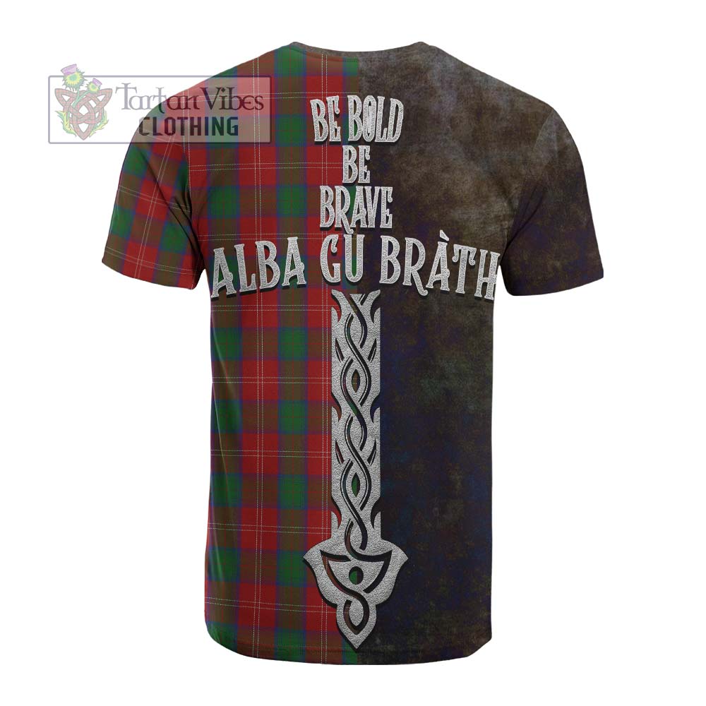 Tartan Vibes Clothing Chisholm Tartan Family Crest Cotton T-shirt Alba Gu Brath Be Brave Lion Ancient Style