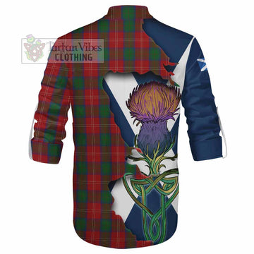 Tartan Vibes Clothing Chisholm Tartan Family Crest Ghillie Kilt Shirt Scottish Thistle Celtic Inspired