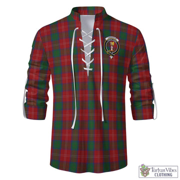 Tartan Vibes Clothing Chisholm Tartan Men's Scottish Traditional Jacobite Ghillie Kilt Shirt with Family Crest