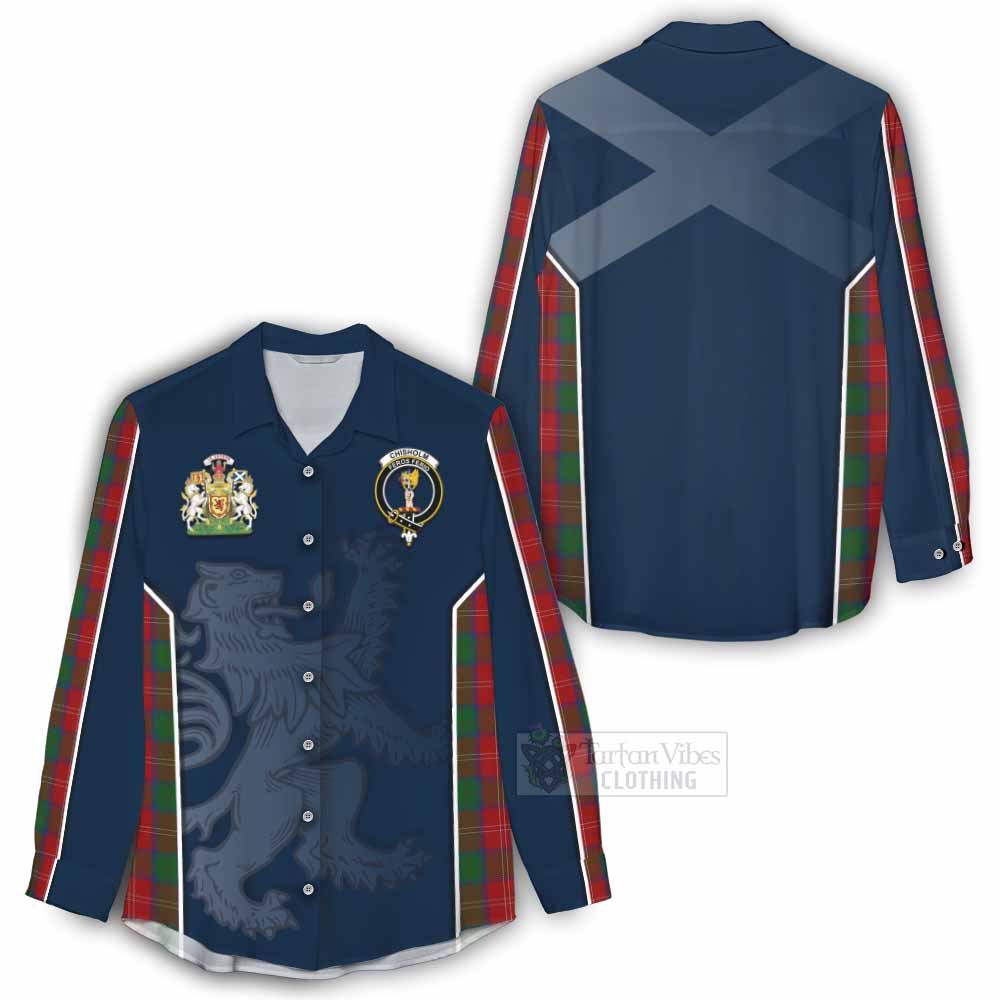 Tartan Vibes Clothing Chisholm Tartan Women's Casual Shirt with Family Crest and Lion Rampant Vibes Sport Style