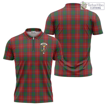 Chisholm Tartan Zipper Polo Shirt with Family Crest