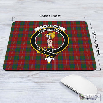 Chisholm Tartan Mouse Pad with Family Crest