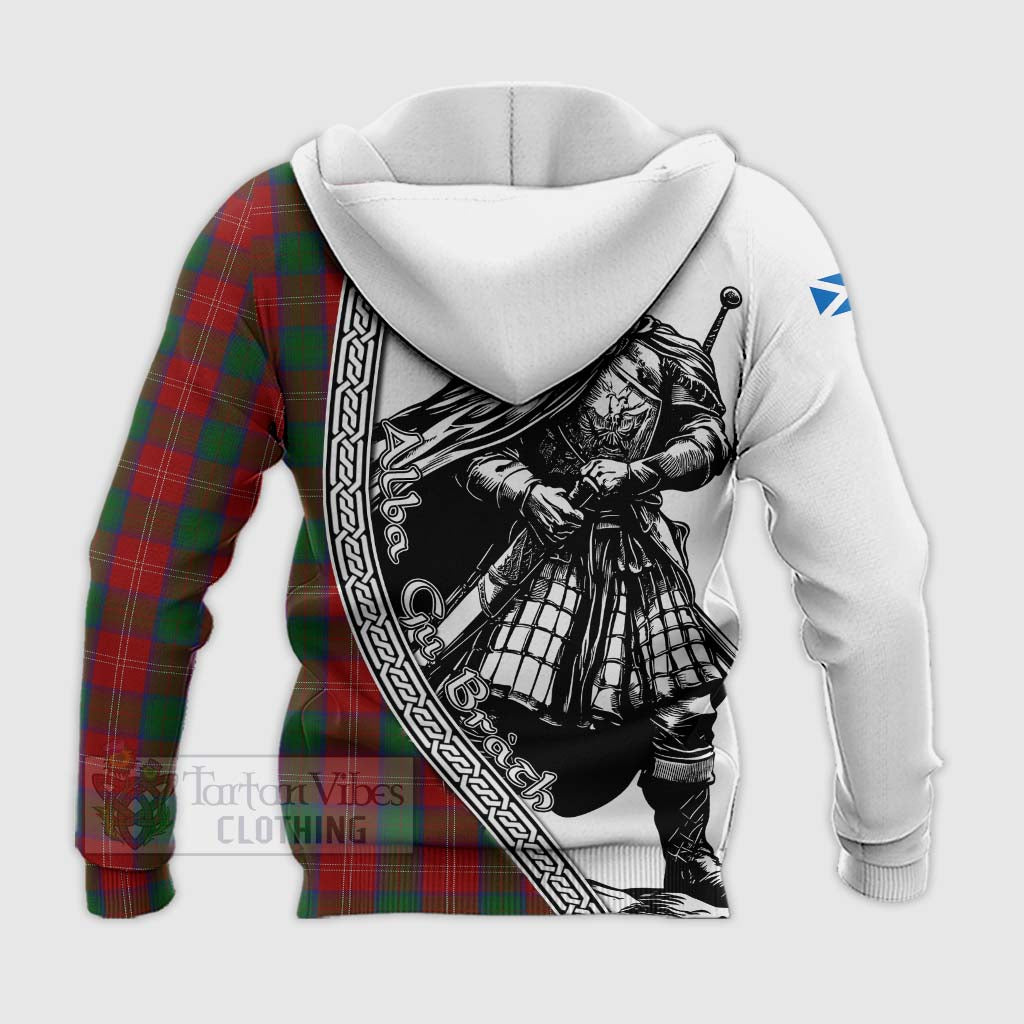Chisholm Tartan Clan Crest Knitted Hoodie with Highlander Warrior Celtic Style - Tartan Vibes Clothing